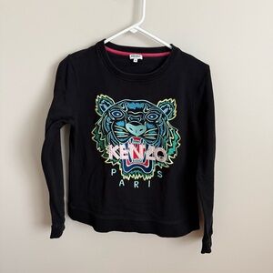 Kenzo Paris Medium Tiger Embroidered Crewneck Sweatshirt Black GUC